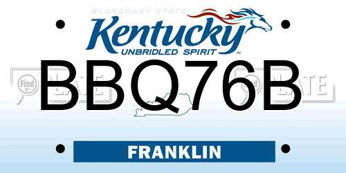 BBQ76B Kentucky License Plate