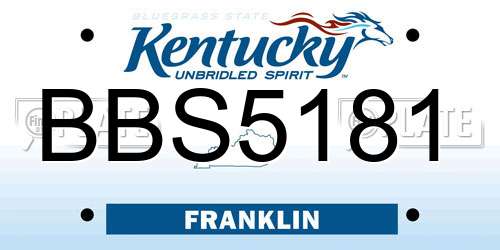 BBS5181 Kentucky License Plate