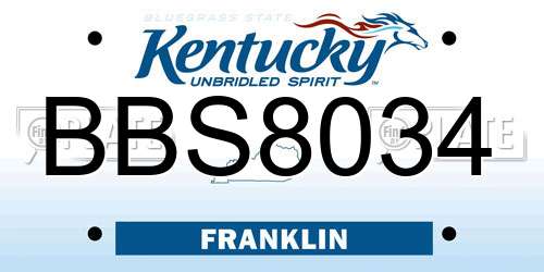BBS8034 Kentucky License Plate