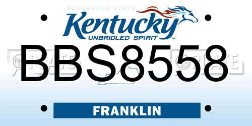 BBS8558 Kentucky License Plate