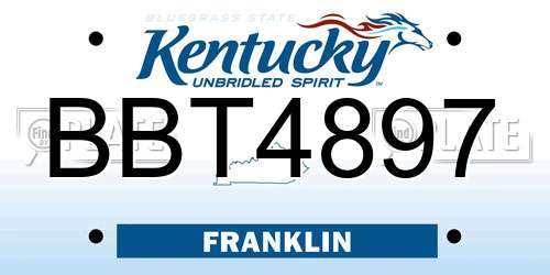 BBT4897 Kentucky License Plate