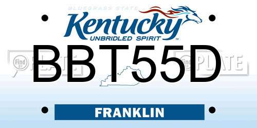 BBT55D Kentucky License Plate