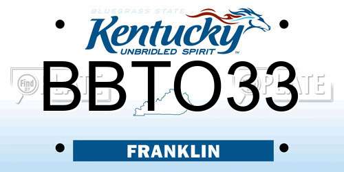 BBTO33 Kentucky License Plate
