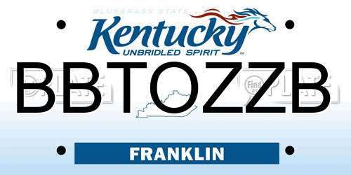 BBTOZZB Kentucky License Plate