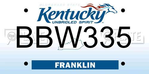 BBW335 Kentucky License Plate