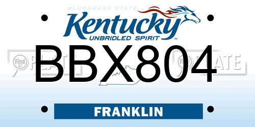 BBX804 Kentucky License Plate