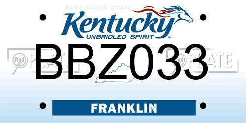 BBZ033 Kentucky License Plate