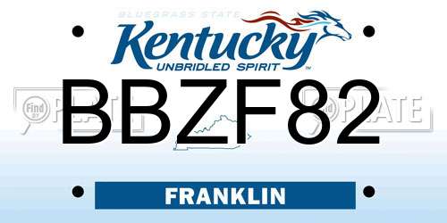 BBZF82 Kentucky License Plate