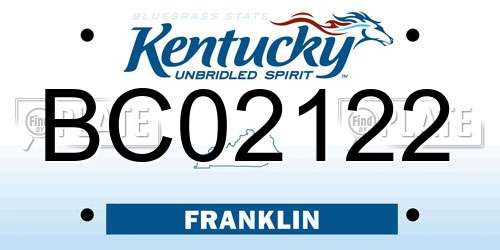 BC02122 Kentucky License Plate