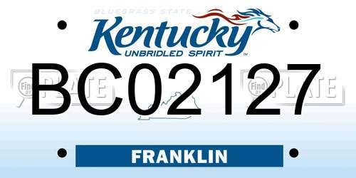 BC02127 Kentucky License Plate