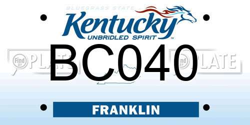BC040 Kentucky License Plate