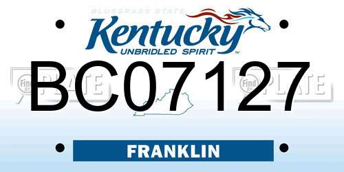 BC07127 Kentucky License Plate