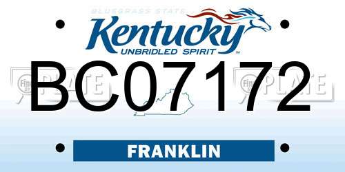 BC07172 Kentucky License Plate