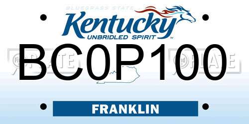 BC0P100 Kentucky License Plate