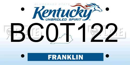 BC0T122 Kentucky License Plate