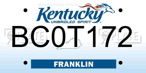 BC0T172 Kentucky License Plate