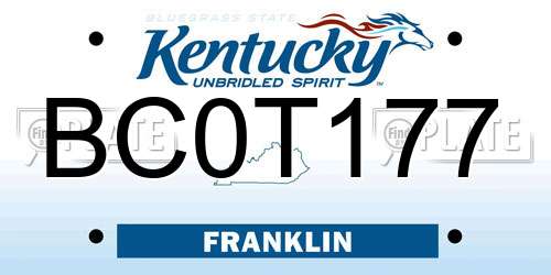 BC0T177 Kentucky License Plate