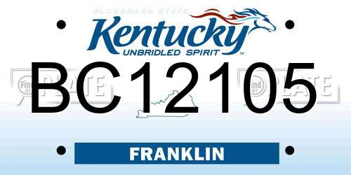 BC12105 Kentucky License Plate