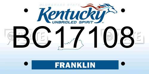 BC17108 Kentucky License Plate