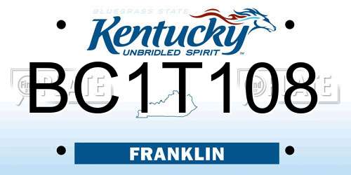 BC1T108 Kentucky License Plate