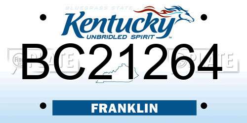 BC21264 Kentucky License Plate