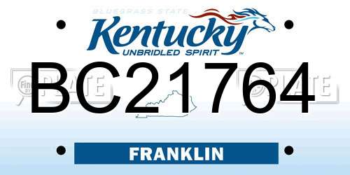 BC21764 Kentucky License Plate