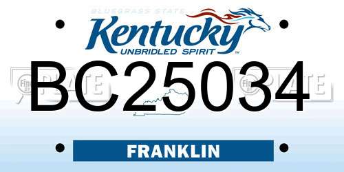BC25034 Kentucky License Plate