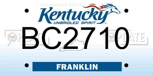 BC2710 Kentucky License Plate