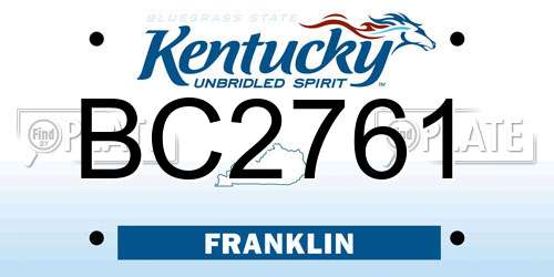 BC2761 Kentucky License Plate