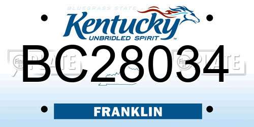 BC28034 Kentucky License Plate