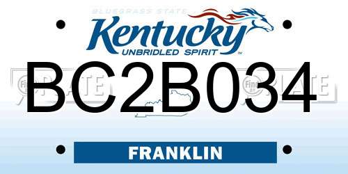 BC2B034 Kentucky License Plate