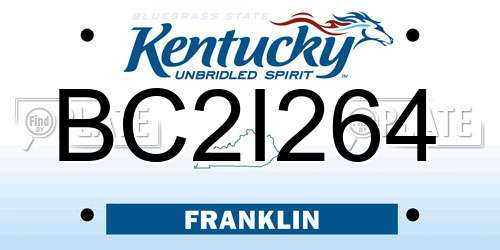 BC2I264 Kentucky License Plate