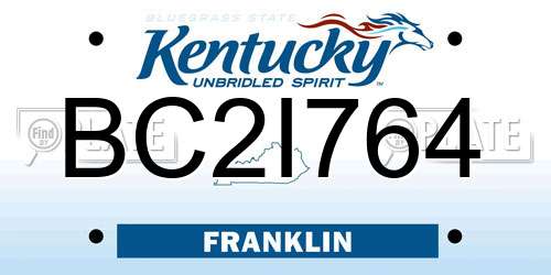 BC2I764 Kentucky License Plate