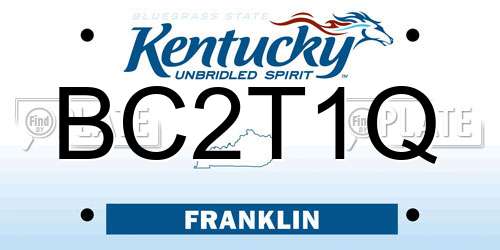 BC2T1Q Kentucky License Plate