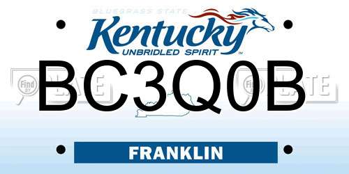 BC3Q0B Kentucky License Plate