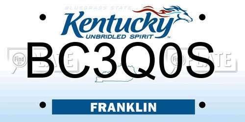 BC3Q0S Kentucky License Plate