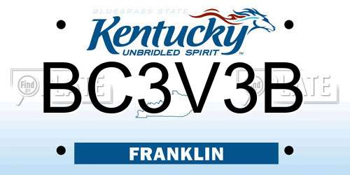 BC3V3B Kentucky License Plate