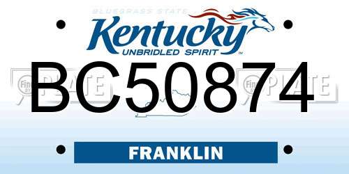 BC50874 Kentucky License Plate
