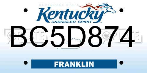 BC5D874 Kentucky License Plate