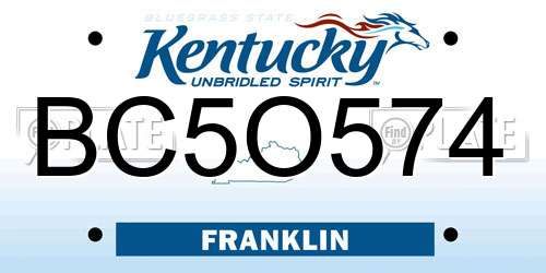 BC5O574 Kentucky License Plate