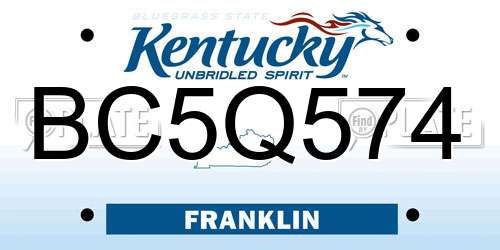 BC5Q574 Kentucky License Plate