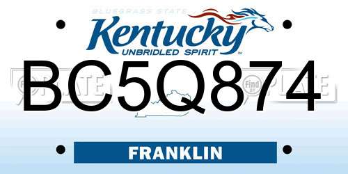 BC5Q874 Kentucky License Plate