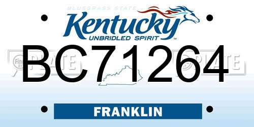 BC71264 Kentucky License Plate