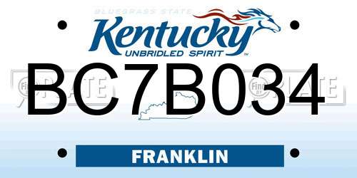BC7B034 Kentucky License Plate