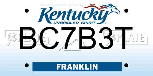 BC7B3T Kentucky License Plate