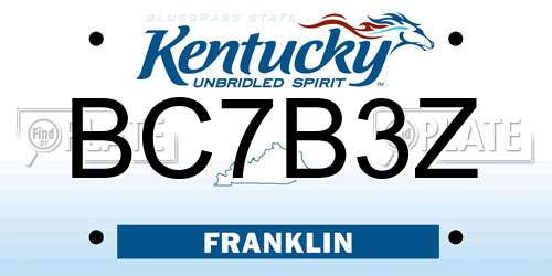 BC7B3Z Kentucky License Plate