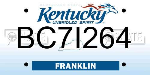 BC7I264 Kentucky License Plate