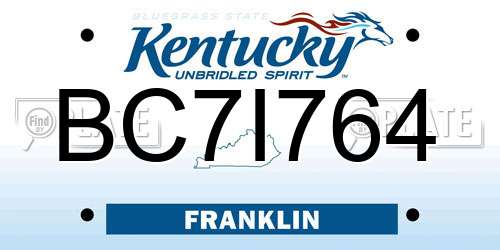 BC7I764 Kentucky License Plate