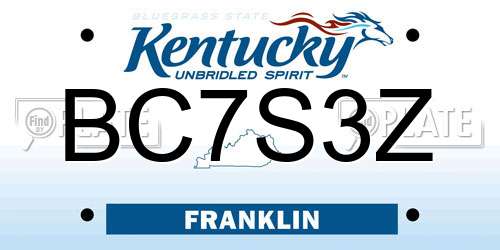 BC7S3Z Kentucky License Plate