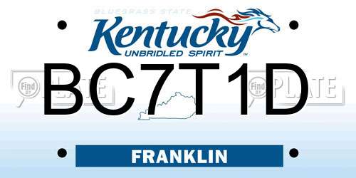 BC7T1D Kentucky License Plate